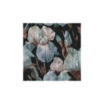 Tissu Grazia Maison Cossettini, motif d’iris pastel sur fond noir, collection Atelier.